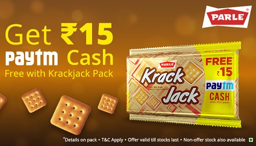 India Desire : Paytm Krackjack Offer : Get Free Rs 15 Paytm Cash On Buying Krackjack Biscuits